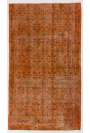 3'9" x 6'9" (116 x 208 cm) Orange Color Vintage Overdyed Handmade Turkish Rug, Orange Overdyed Rug