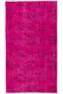 3'10" x 6'6" (119 x 200 cm) Deep Pink Color Vintage Overdyed Handmade Turkish Rug, Pink Overdyed Rug