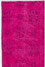 3'10" x 6'6" (119 x 200 cm) Deep Pink Color Vintage Overdyed Handmade Turkish Rug, Pink Overdyed Rug