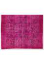3'11" x 6'5" (120 x 197 cm) Fuchsia Pink Color Vintage Overdyed Handmade Turkish Rug, Pink Overdyed Rug