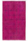 3'9" x 6'5" (115 x 196 cm) Pink Color Vintage Overdyed Handmade Turkish Rug, Pink Overdyed Rug