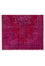 4' x 7' (123 x 217 cm) Ruby Pink Color Vintage Overdyed Handmade Turkish Rug, Pink Overdyed Rug