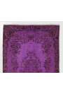 3'10" x 6'11" (118 x 212 cm) Purple Color Vintage Overdyed Handmade Turkish Rug, Purple Overdyed Rug