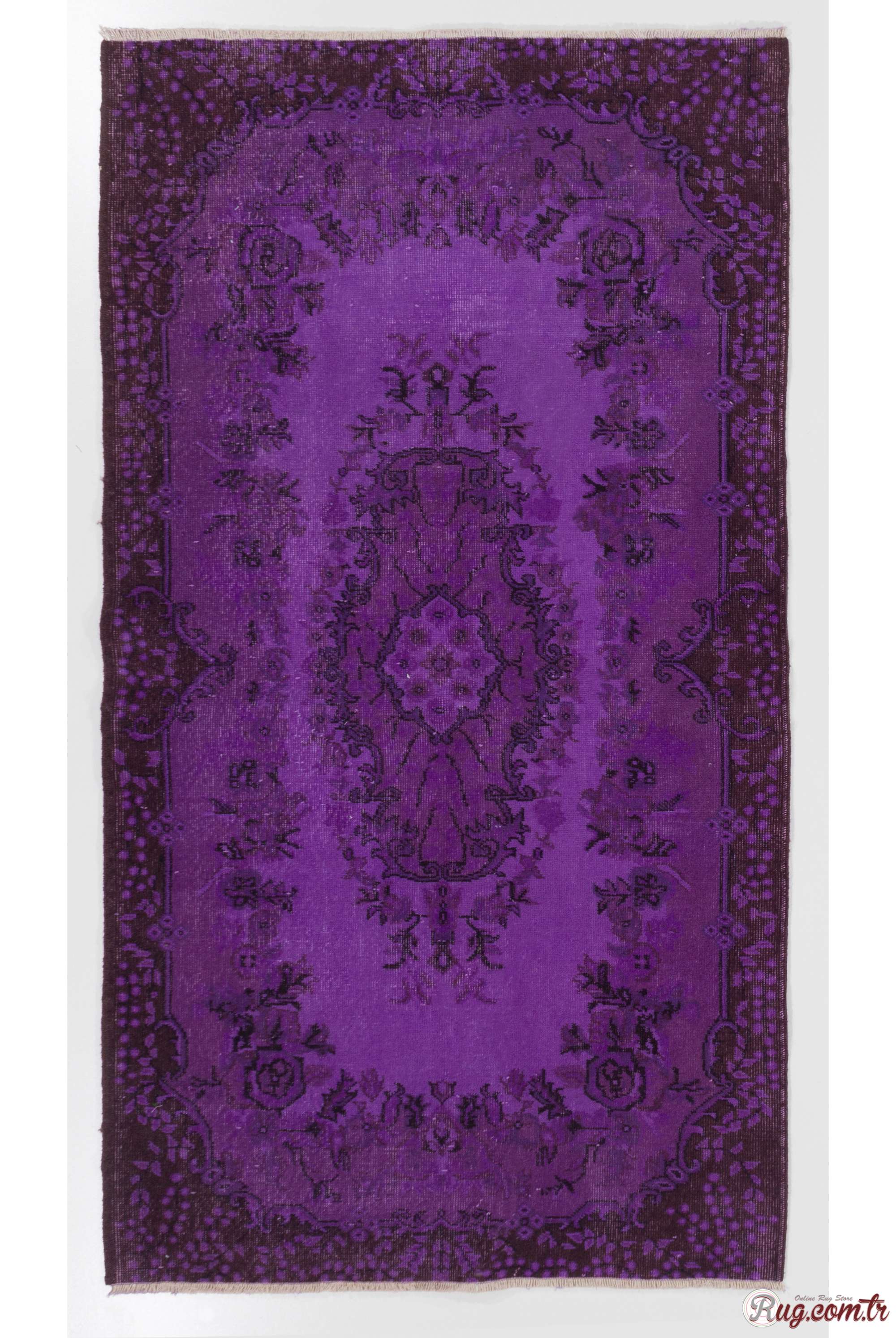 Purple Color Vintage Overdyed Handmade, Overdyed Turkish Rugs