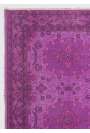 3'11" x 6'11" (120 x 212 cm) Purple Color Vintage Overdyed Handmade Turkish Rug, Purple Overdyed Rug