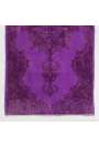 3'8" x 7' (112 x 218 cm) Turkish Handmade Vintage Rug, Purple Overdyed Rug