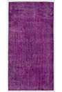 3'9" x 7'2" (116 x 220 cm) Purple Color Vintage Overdyed Handmade Turkish Rug, Purple Overdyed Rug