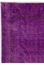 4' x 6'5" (122 x 198 cm) Purple Color Vintage Overdyed Handmade Turkish Rug, Purple Overdyed Rug