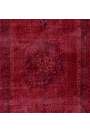 3'9" x 7'2" (120 x 222 cm) Dark Red Color Vintage Overdyed Handmade Turkish Rug, Red Overdyed Rug