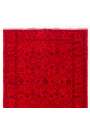 3'10" x 6'10" (117 x 210 cm) Crimson Red Color Vintage Overdyed Handmade Turkish Rug, Red Overdyed Rug