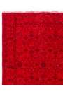 3'10" x 6'10" (117 x 210 cm) Crimson Red Color Vintage Overdyed Handmade Turkish Rug, Red Overdyed Rug