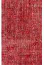 3'10" x 6'9" (118 x 206 cm) Red Color Vintage Overdyed Handmade Turkish Rug, Red Overdyed Rug