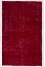 3'11" x 6'5" (121 x 197 cm) Dark Red Color Vintage Overdyed Handmade Turkish Rug, Red Overdyed Rug
