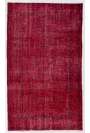 3'11" x 6'9" (121 x 206 cm) Red Color Vintage Overdyed Handmade Turkish Rug, Red Overdyed Rug