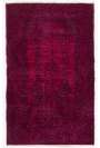 3'5" x 5'6" (106 x 170 cm) Burgundy Red Color Vintage Overdyed Handmade Turkish Rug, Red Overdyed Rug