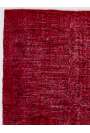 3'8" x 6'9" (114 x 206 cm) Red Color Vintage Overdyed Handmade Turkish Rug, Red Overdyed Rug