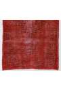 3'9" x 6'2" (115 x 190 cm) Lava Red Color Vintage Overdyed Handmade Turkish Rug, Red Overdyed Rug