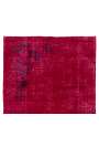 4' x 6'8" (122 x 204 cm) Dark Red Color Vintage Overdyed Handmade Turkish Rug, Red Overdyed Rug