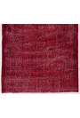 4' x 7' (120 x 213 cm) Red Color Vintage Overdyed Handmade Turkish Rug, Red Overdyed Rug