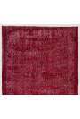 4' x 7' (120 x 213 cm) Red Color Vintage Overdyed Handmade Turkish Rug, Red Overdyed Rug