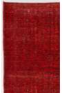 5'1" x 7'10" (156 x 240 cm) Red Color Vintage Overdyed Handmade Turkish Rug, Red Overdyed Rug