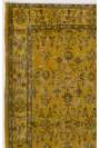 3'9" x 6'10" (116 x 210 cm) Yellow Color Vintage Overdyed Handmade Turkish Rug, Yellow Overdyed Rug