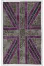 152x245 cm Gray and Purple Color Union Jack British FLAG Design Patchwork Rug