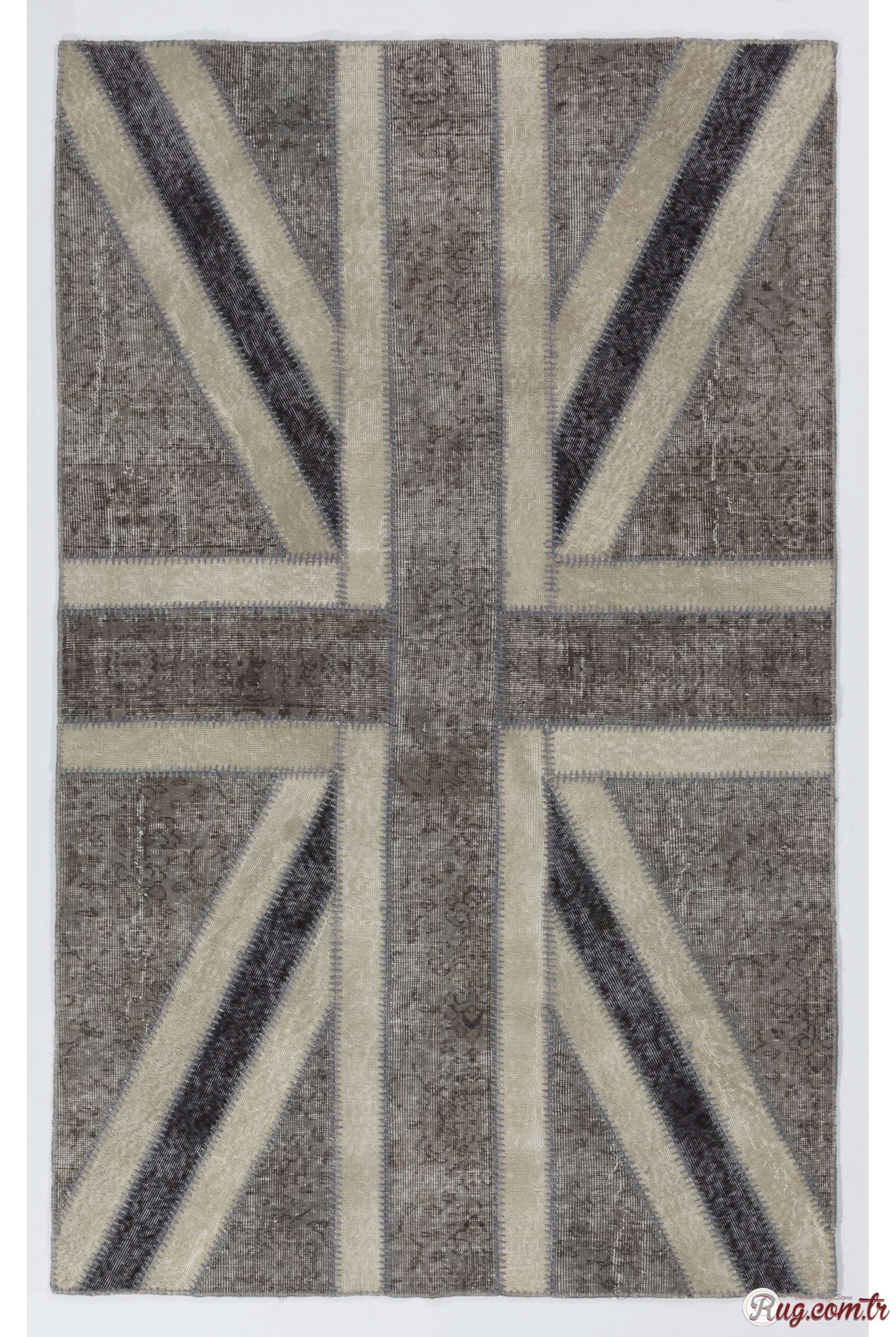 152x245 Cm Gray Beige British Flag, Union Jack Rug