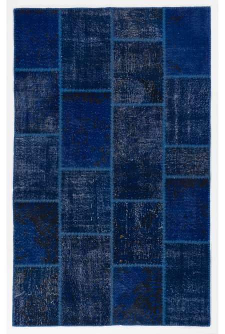 5' x 8' Navy Blue Color Patchwork Rug