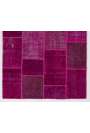 152x245 cm Dark Pink PATCHWORK Rug handmade form Overdyed Turkish Rugs