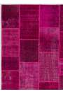 152x245 cm Dark Pink PATCHWORK Rug handmade form Overdyed Turkish Rugs