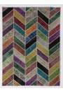 183x245 cm ( 6x8 Ft.) MultiColor Patchwork Rug, Chevron design, Handmade from OverDyed Vintage Turkish Carpets