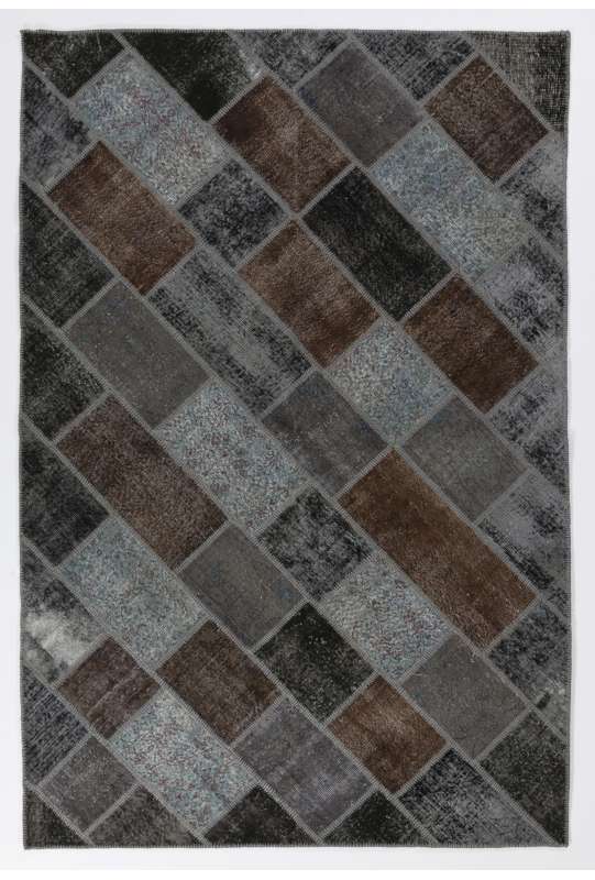 200x300 cm ( 6.6 x 9.10 Ft. ) Gray, Brown, Black color Patchwork Rug