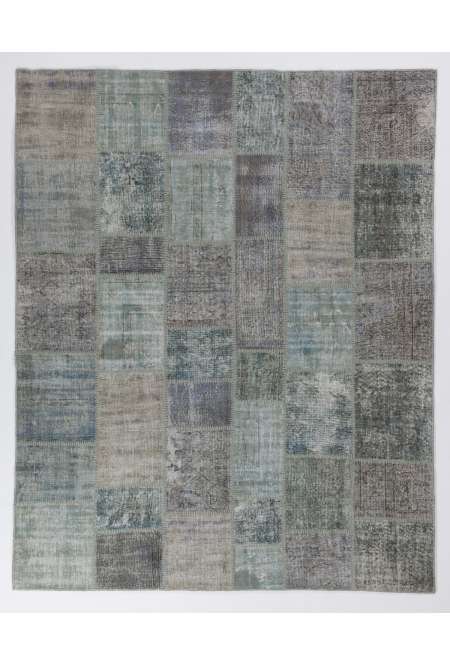 8' x 10' (245 x 305 cm) Light Blue & Turquoise Patchwork Rug