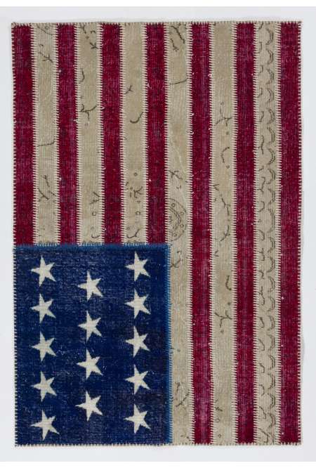 4' x 6' American Flag Design  Patchwork Rug