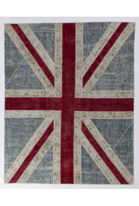 245x305 cm British FLAG Union Jack Design Patchwork Rug, Faded colors