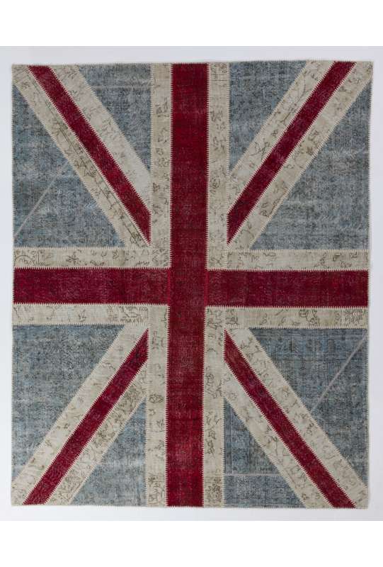 245x305 cm British FLAG Union Jack Design Patchwork Rug, Faded colors