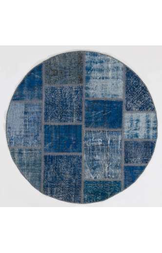 Circular Round Navy Blue Color PATCHWORK Rug