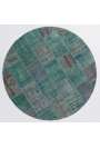 Circular Round Turquoise Blue Color PATCHWORK Rug 