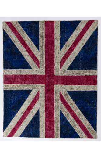 245x305 cm British Flag Union Jack Design Multicolor PATCHWORK RUG 