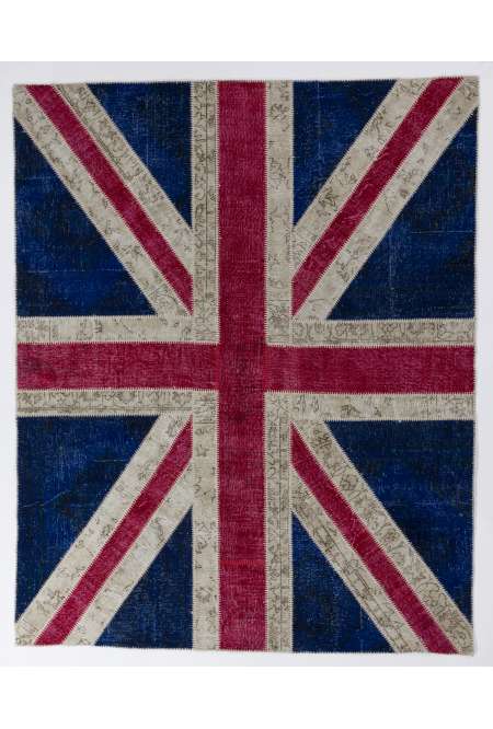 245x305 cm British Flag Union Jack Design Multicolor PATCHWORK RUG 