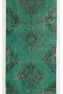 Overdyed Runner Rug 3'3" x 12'9" (101 x 391 cm) Handmade Vintage Turkish Rug, Green Overdyed Runner Rug