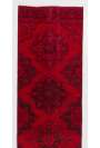 Red Runner Rug, 2'11" x 12'6" (91 x 381 cm) Red Color Vintage Overdyed Handmade Turkish Runner Rug, Red Overdyed Runner Rug