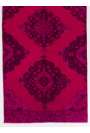 3'2" x 11'4" (98 x 346 cm) Red and Pink Color Vintage Overdyed Handmade Turkish Runner Rug, Red Overdyed Runner Rug