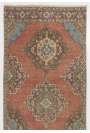 Sun Faded Runner Rug, 3'8" x 13' (112 x 400 cm) Red, Brown and Blue Color Vintage Overdyed Runner Rug, Turkish Overdyed Runner Rug