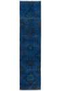 Blue Runner Rug, 3' x 12'5" (92 x 380 cm) Blue Color Vintage Overdyed Handmade Turkish Runner Rug, Blue Overdyed Runner Rug