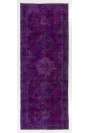 Purple Runner Rug, 4'10" x 12'7" (148 x 385 cm) Purple Color Vintage Overdyed Handmade Turkish Runner Rug, Purple Overdyed Runner Rug