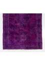 Purple Runner Rug, 4'10" x 12'7" (148 x 385 cm) Purple Color Vintage Overdyed Handmade Turkish Runner Rug, Purple Overdyed Runner Rug