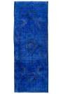 Sapphire Blue Runner Rug, 4'11" x 13'3" (150 x 405 cm) Blue Color Vintage Overdyed Handmade Turkish Runner Rug, Sapphire Blue Overdyed Runner Rug