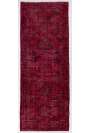 Red Runner Rug, 4'9" x 12'7" (147 x 386 cm) Red Color Vintage Overdyed Handmade Turkish Runner Rug, Red Overdyed Runner Rug